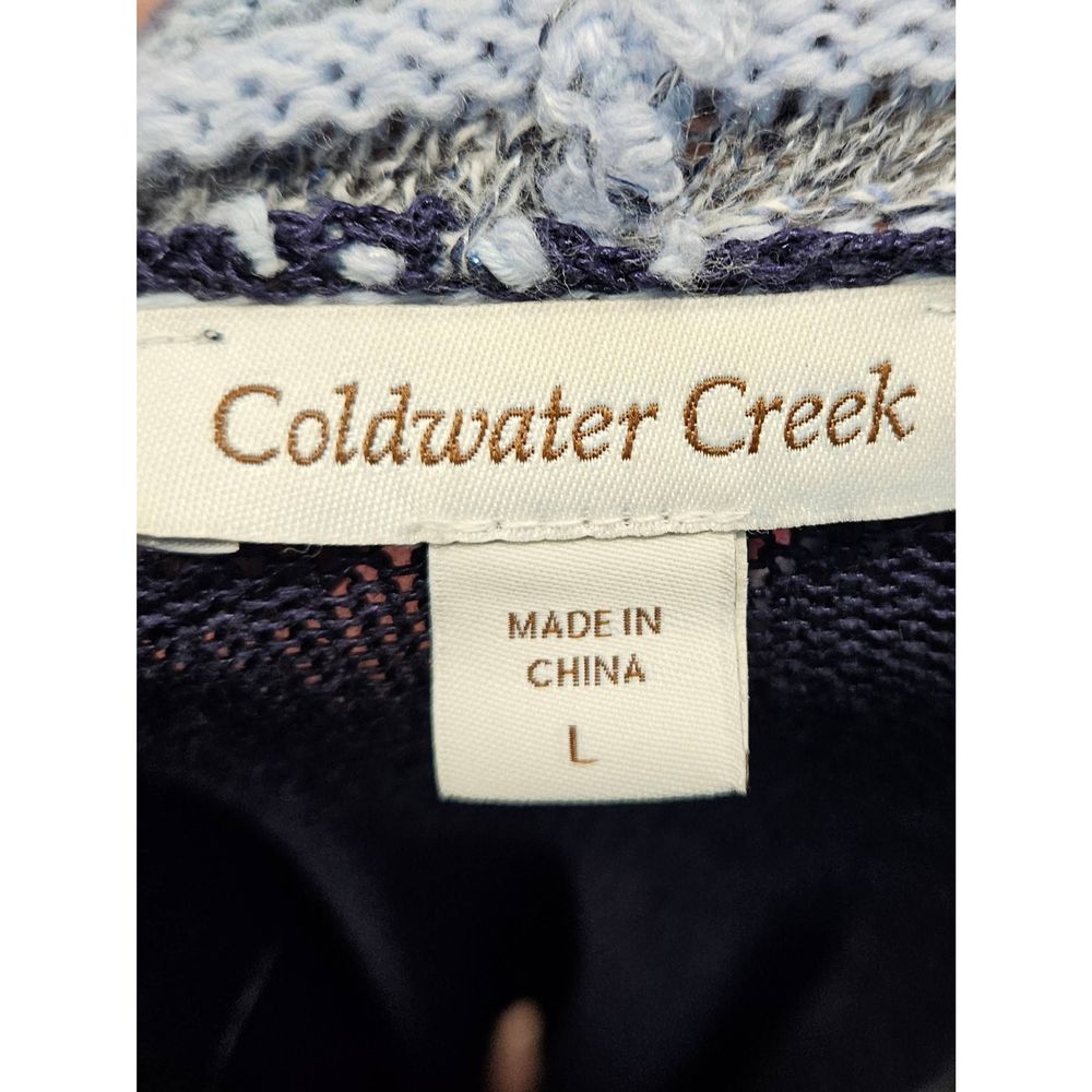 Coldwater Creek Blue Long Open Cardigan Size Large Womens Knit - Picture 7 of 10
